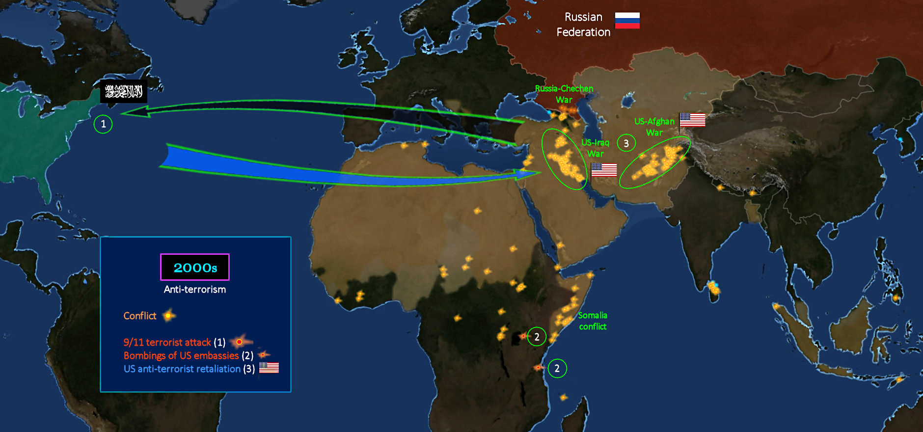 Sept 11 attack, 2001 map